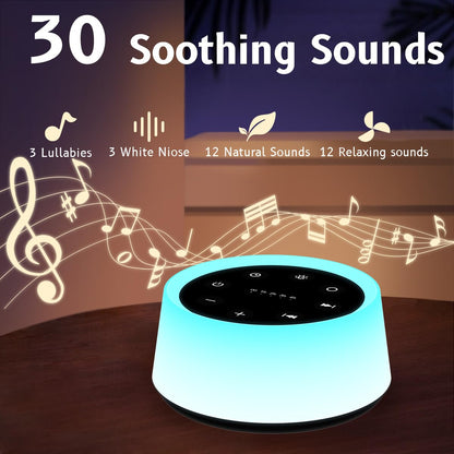 ColorsNoise Sound Machine with 30 Soothing Sounds, 12-Color Night Light, Memory Function (Black)