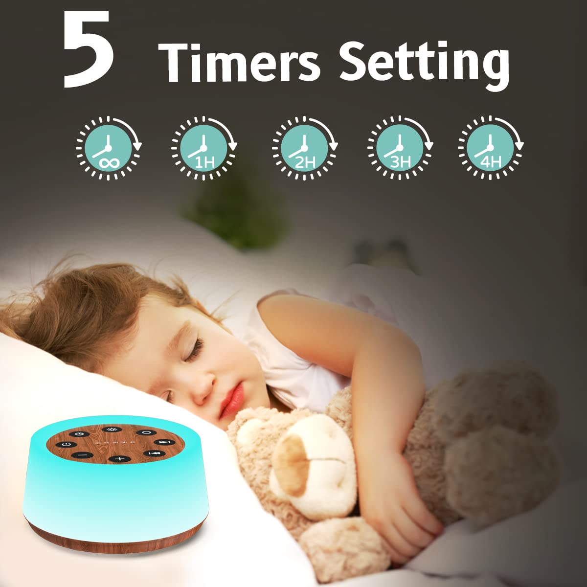 ColorsNoise Sound Machine & White Noise Machine — 30 Sounds, 12 Color Night Light, Memory Function