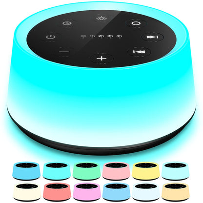 ColorsNoise Sound Machine with 30 Soothing Sounds, 12-Color Night Light, Memory Function (Black)