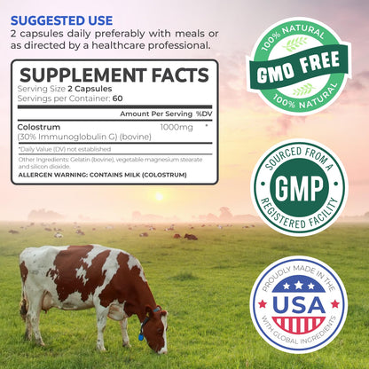 Bovine Colostrum for Women – 1,000mg per Serving, 30% IgG, Made in USA