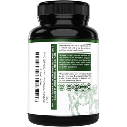 Colostrum Supplement 120 Count – 1000mg per Serving, Grass-Fed, USA Made, 20% IgG