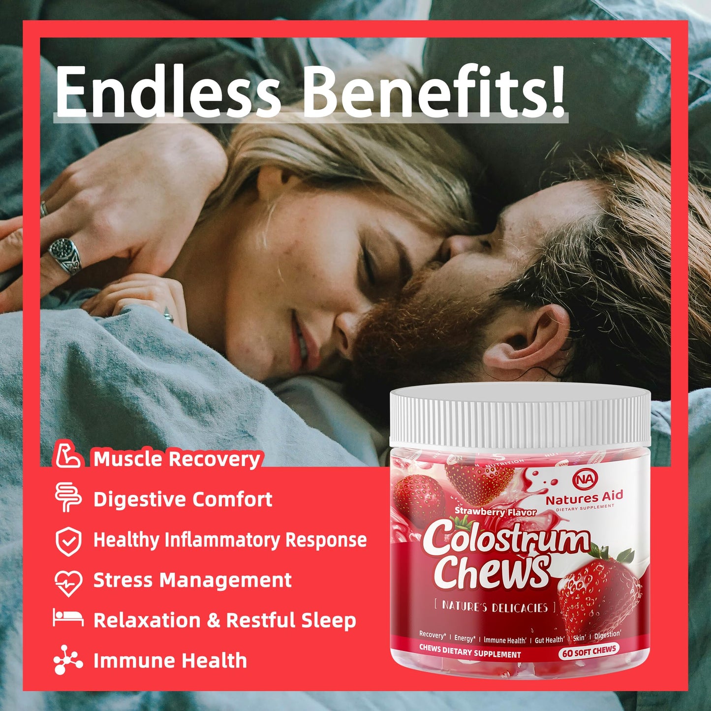 Colostrum Chews with Probiotics – Gut Health and Immunity (Strawberry)