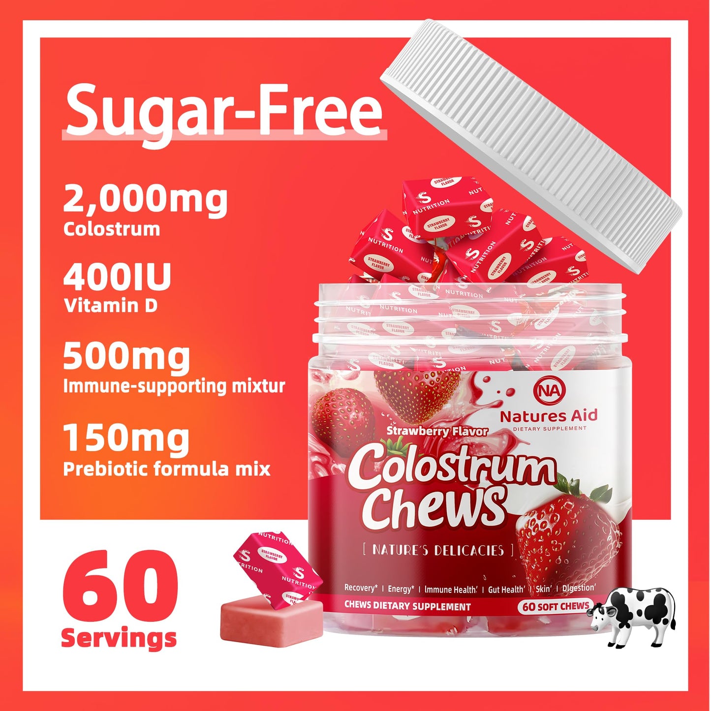 Colostrum Chews with Probiotics – Gut Health and Immunity (Strawberry)