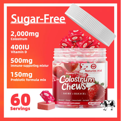 Colostrum Chews with Probiotics – Gut Health and Immunity (Strawberry)