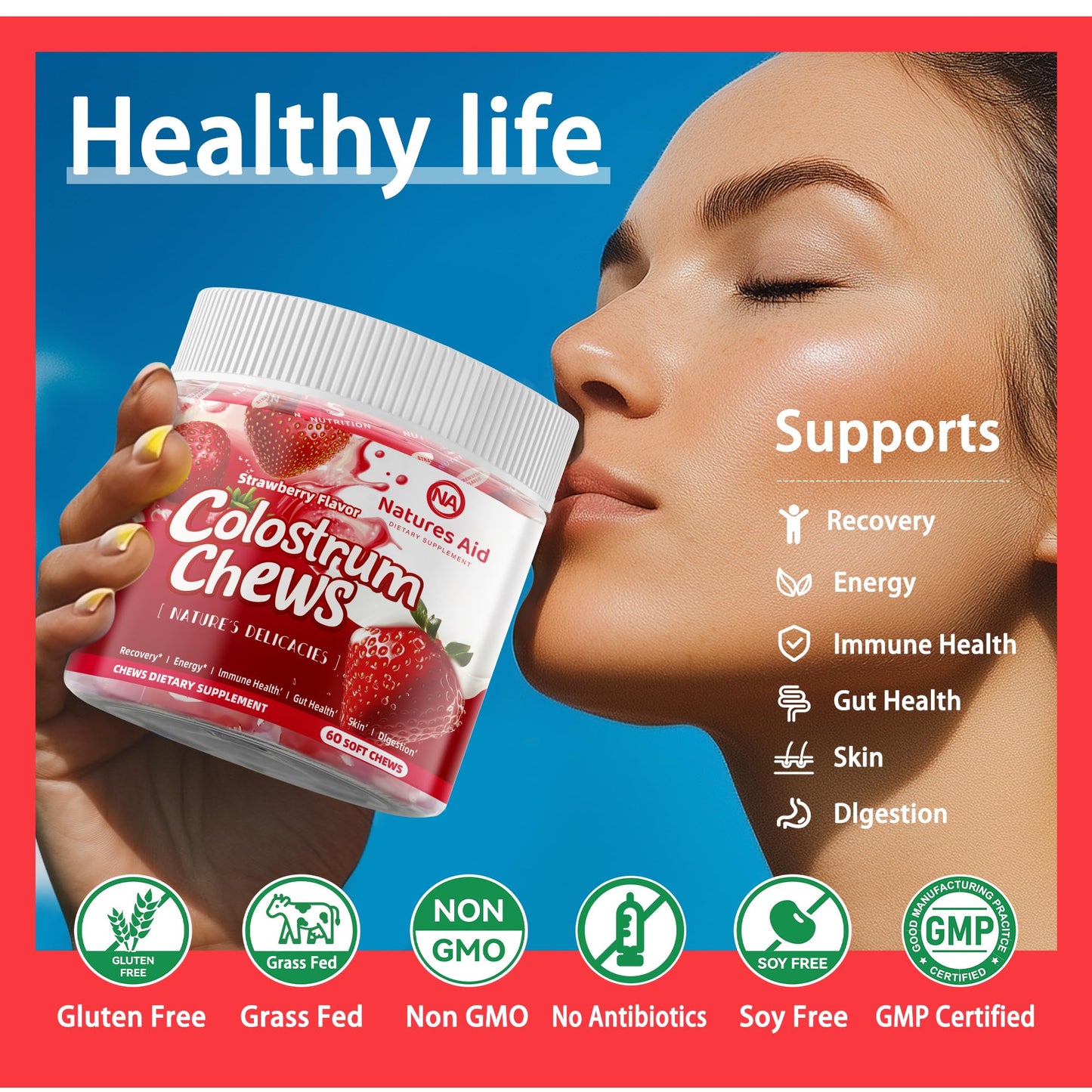 Colostrum Chews with Probiotics – Gut Health and Immunity (Strawberry)