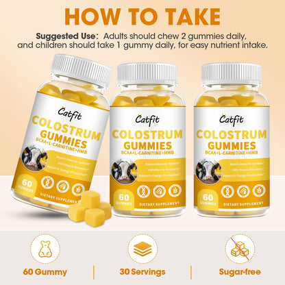 Sugar-Free Colostrum Gummies – Grass-Fed, 40% IgG, Orange, 60 Gummies