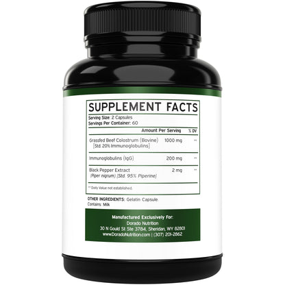 Colostrum Supplement 120 Count – 1000mg per Serving, Grass-Fed, USA Made, 20% IgG