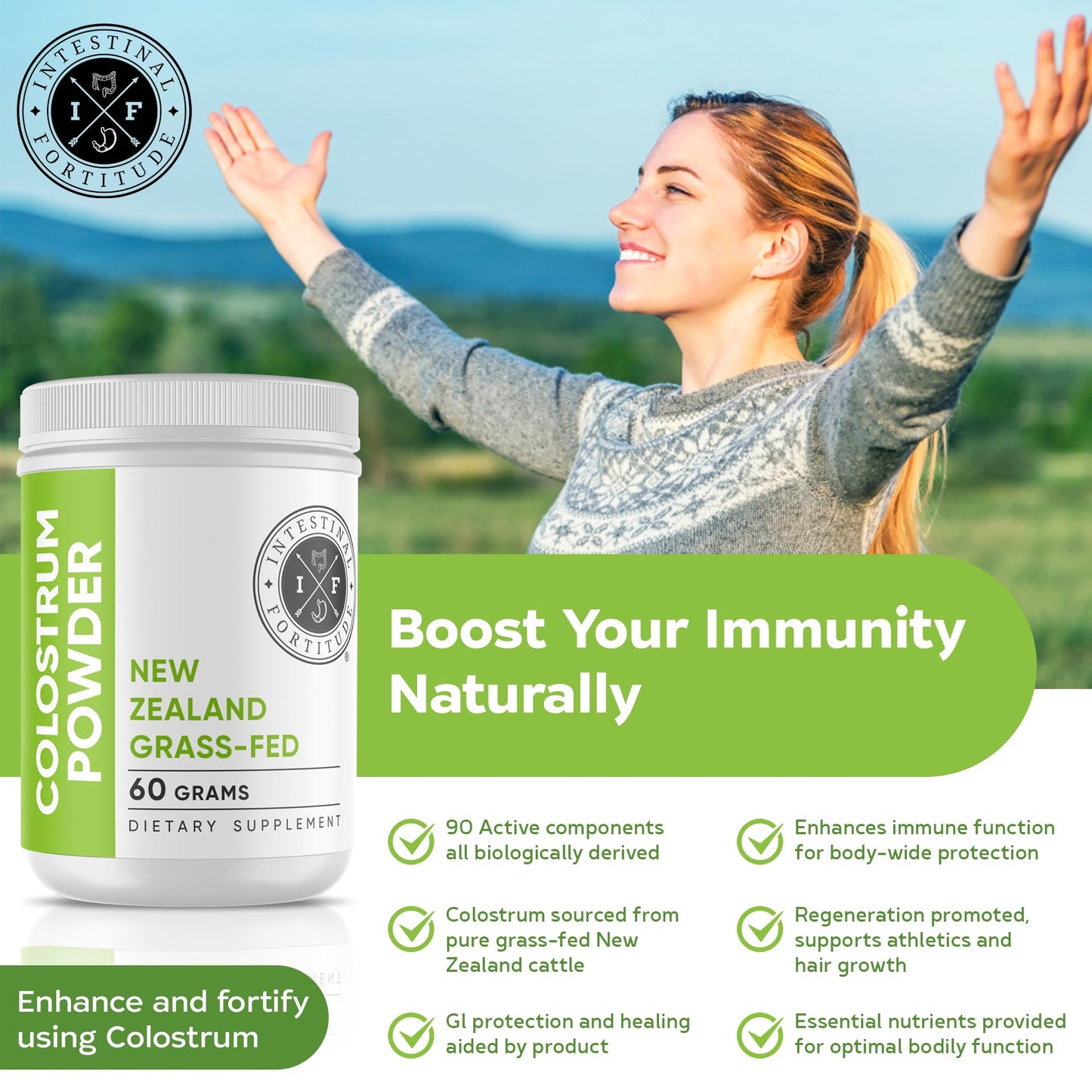 Colostrum Powder - Grass-Fed NZ Cows | 60g | Gut Health & Immunity