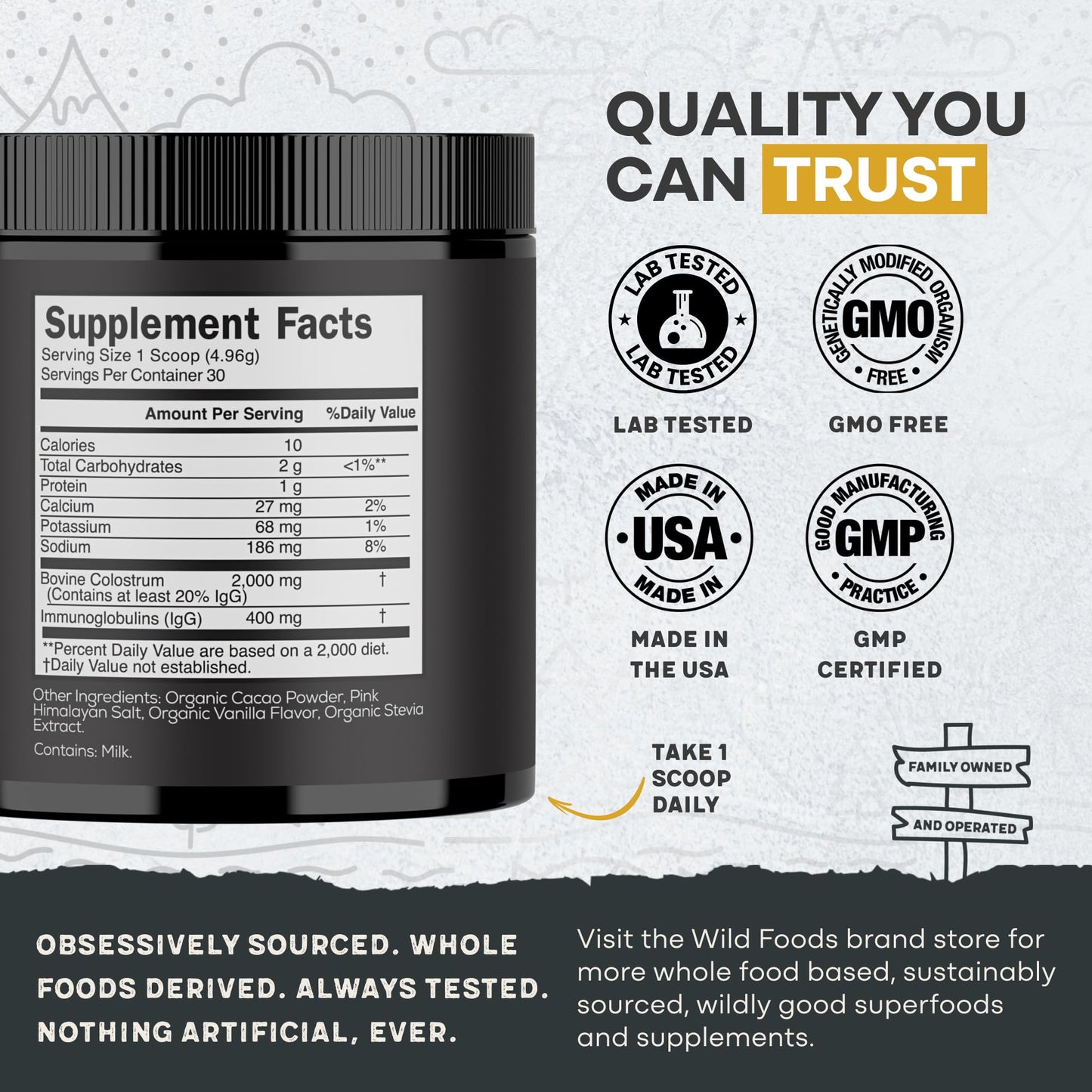 Colostrum Supplement | Grass-Fed Bovine Colostrum Powder with 2000mg & 400mg IgG – Gut, Immunity, Skin