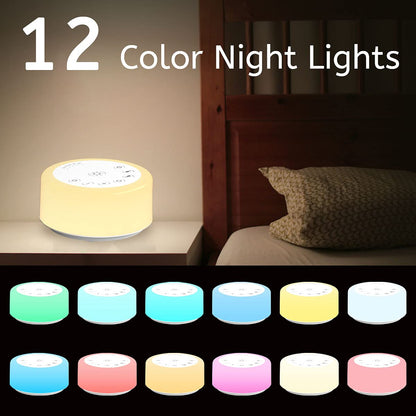 ColourNoise Sound Machine – 12 Night Light Colors, 30 Soothing Sounds, Portable for Home, Travel & Office