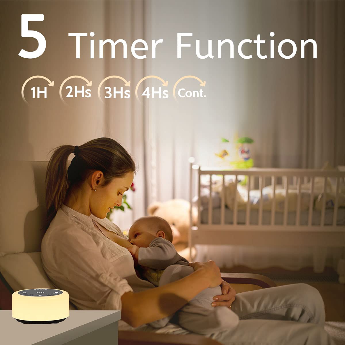 ColourNoise Soother Sleep Sound Machine – 30 Non-Looping Sounds, 12 Night Lights, 5 Timers, Portable