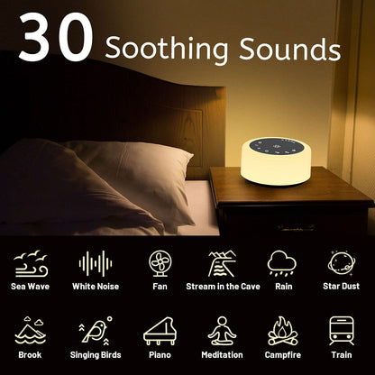 ColourNoise Soother Sleep Sound Machine – 30 Non-Looping Sounds, 12 Night Lights, 5 Timers, Portable
