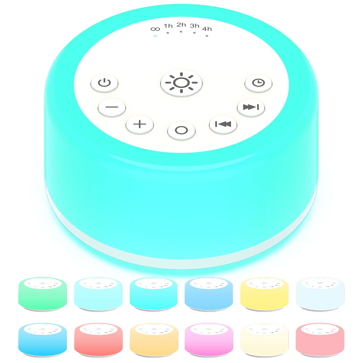 ColourNoise Sound Machine – 12 Night Light Colors, 30 Soothing Sounds, Portable for Home, Travel & Office