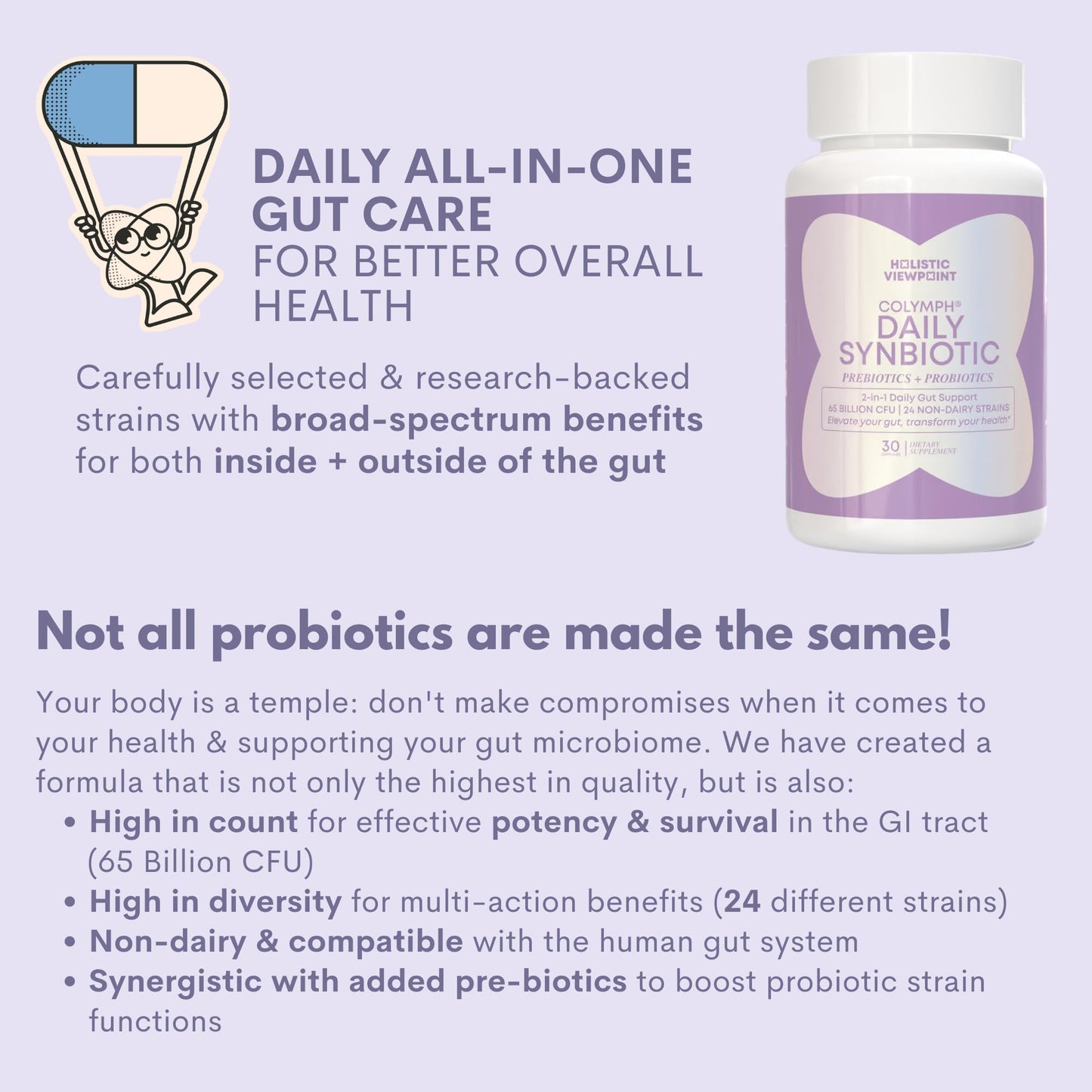 CoLymph Daily Synbiotic Upgraded – 24 Strains, 65B CFU | Non-Dairy, Vegan