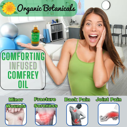 Organic Comfrey Leaf Infused Oil – Skin Care for Joints, Back & Muscles (4 oz) | Certified Organic