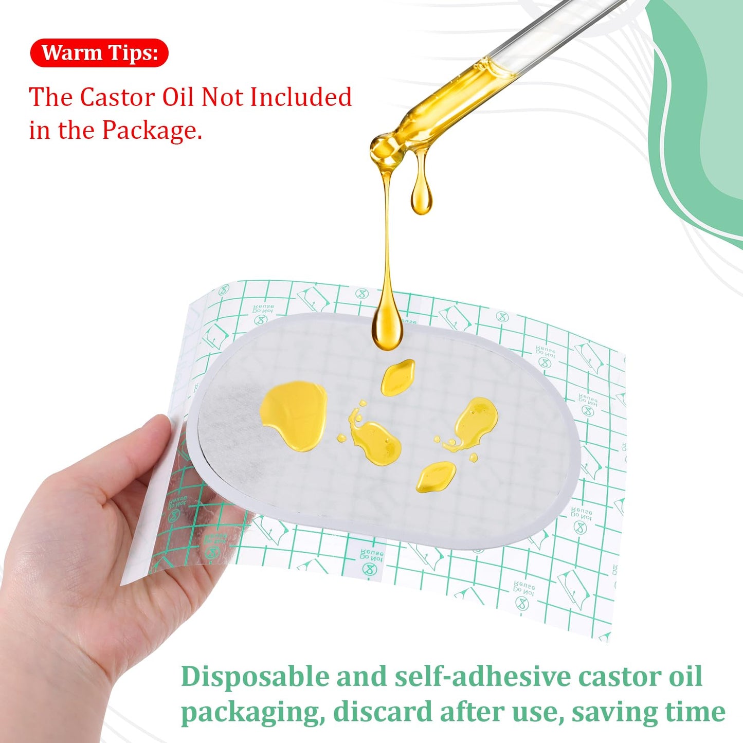 COMNICO 30PCS Castor Oil Pack Wrap – Disposable Self-Adhesive Patch 8x6 in