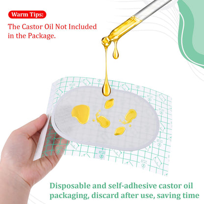 COMNICO 30PCS Castor Oil Pack Wrap – Disposable Self-Adhesive Patch 8x6 in