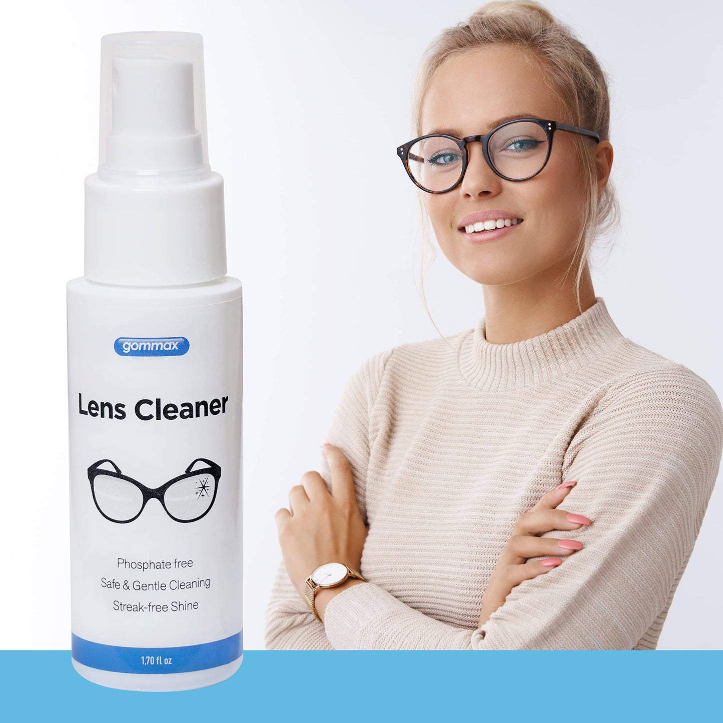 Lens Cleaner Kit with Glasses Cleaning Cloth & Spray – Safe for Coated Lenses (1.7 fl oz)