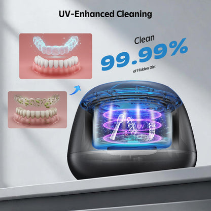 Ultrasonic Retainer Cleaner Machine 48kHz – 200ml Cleaning Pod (Black) for Aligners & Dentures