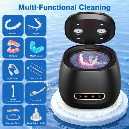 Rechargeable Ultrasonic Retainer Cleaner - 45kHz, Portable 200ml, 3 Modes