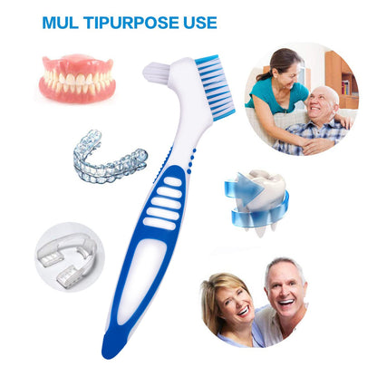 Denture Case with Brush – No-Leak Travel Retainer Box (Black) with Mirror, Strainer & Portable Toothbrush Box