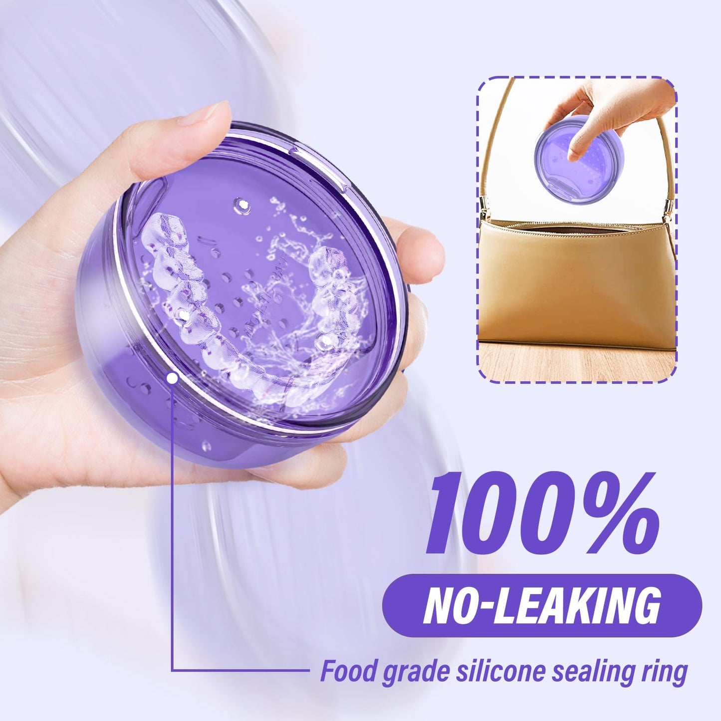 2-in-1 Denture Case 2PCS – No-Leak Travel Retainer & Bath Case