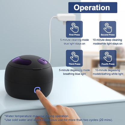 Upgraded Ultrasonic Retainer Cleaner 45kHz – Denture, Mouth Guard & Night Guard Cleaner with 200ml Cleaning Pod