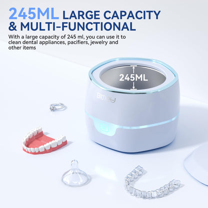 Ultrasonic Retention Cleaner,45kHzRetainer Cleaner Machine for Denture, Mouth Guard, Night Guard, Aligner, Braces, Toothbrush Head & Jewelry,245ML Dental Cleaning Pod