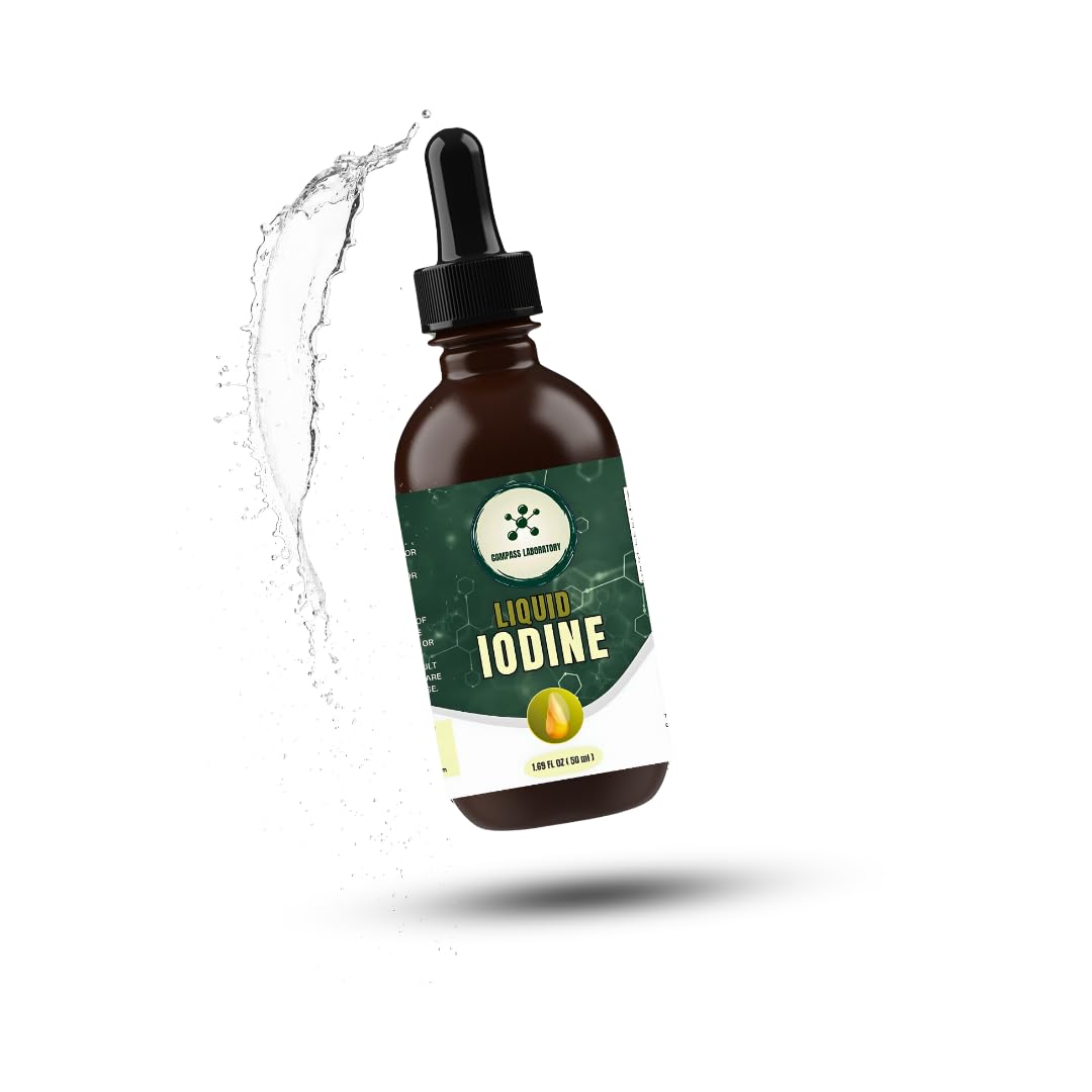 Compass Laboratory Iodine Liquid Drops – 50ml, 250mcg/Serving, High-Purity Dietary Supplement
