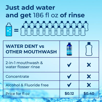 Concentrated Water Flosser Rinse & Mouthwash – Mint, USA Made, 2-Pack