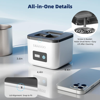 Ultrasonic Retainer Cleaner Machine 45kHz UV • 200ML • All-in-One Dental & Jewelry Cleaner