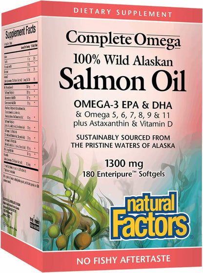 Complete Omega by Natural Factors – Wild Alaskan Salmon Oil (180 Softgels) for Heart & Brain Health (EPA & DHA)