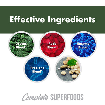 Complete Superfoods Multivitamin with Greens & Reds – Raspberry Pomegranate, 30 Stick Packs