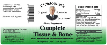 Christopher's Original Formulas Complete Tissue & Bone Formula – 100 Veg Caps