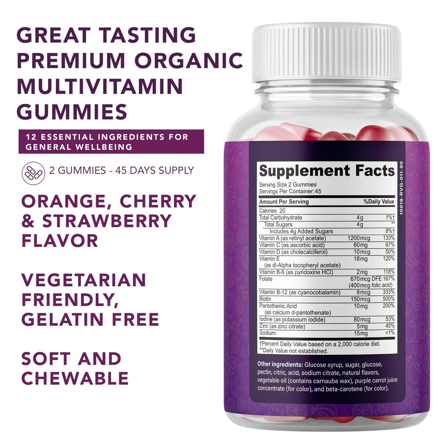 Complete Multivitamin Gummies for Adults - Energy & Immunity - Gluten Free Veggie (90-count)