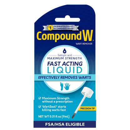 Compound W Maximum Strength Wart Remover – Fast-Acting Salicylic Acid Liquid, 0.31 Fl Oz