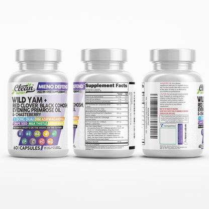 Clean Nutra Wild Yam Root Capsules for Women's Hormone Balance - Pre and Post Menopause Support