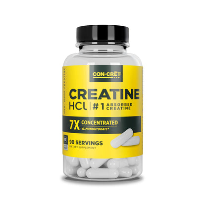 CON-CRET Creatine HCl Capsules | Muscle, Cognitive, Cellular Energy Support | No Bloating or Cramps | USA Made & NSF Certified | Creatine Pills (90 ct)