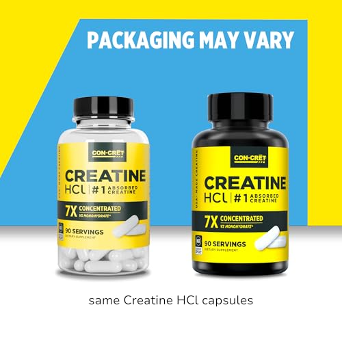 CON-CRET Creatine HCl Capsules | Muscle, Cognitive, Cellular Energy Support | No Bloating or Cramps | USA Made & NSF Certified | Creatine Pills (90 ct)