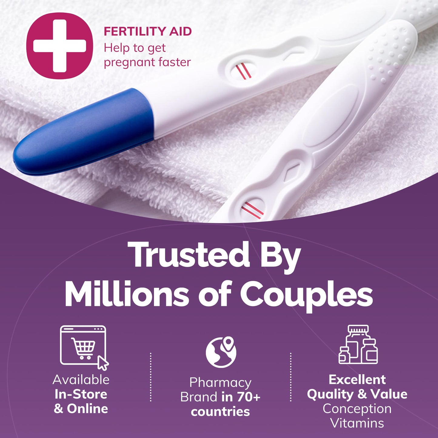 CONCEIVE PLUS Women's Fertility Support - Prenatal Multivitamin for Conception | Non-GMO, Vegan | 30 Days