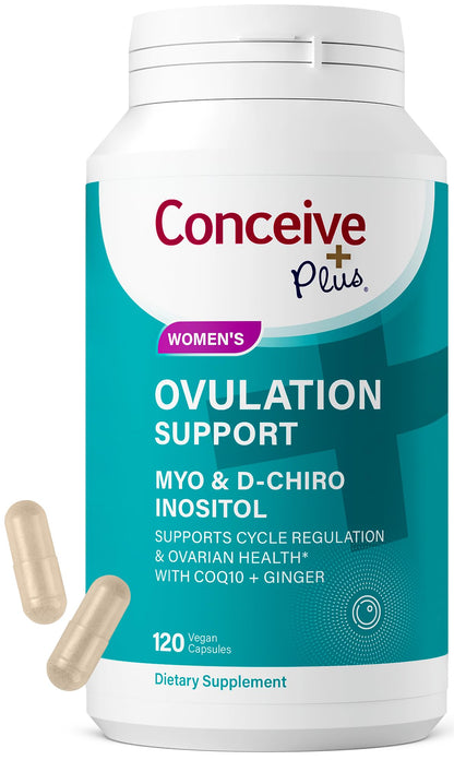 CONCEIVE PLUS Ovulation Support | Myo-Inositol & D-Chiro Inositol for Women Fertility | PCOS Supplements for Reproductive Health Hormone Balance for Women | COQ10, Folic Acid, Ginger | 30 Day Supply