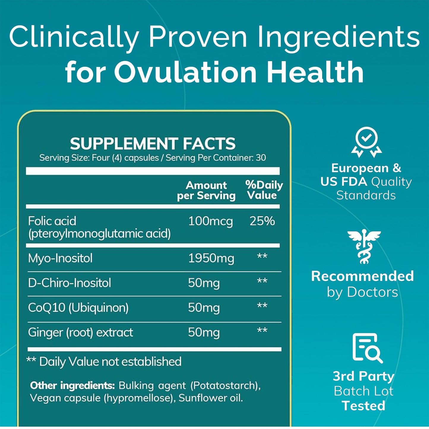 CONCEIVE PLUS Ovulation Support | Myo-Inositol & D-Chiro Inositol for Women Fertility | PCOS Supplements for Reproductive Health Hormone Balance for Women | COQ10, Folic Acid, Ginger | 30 Day Supply