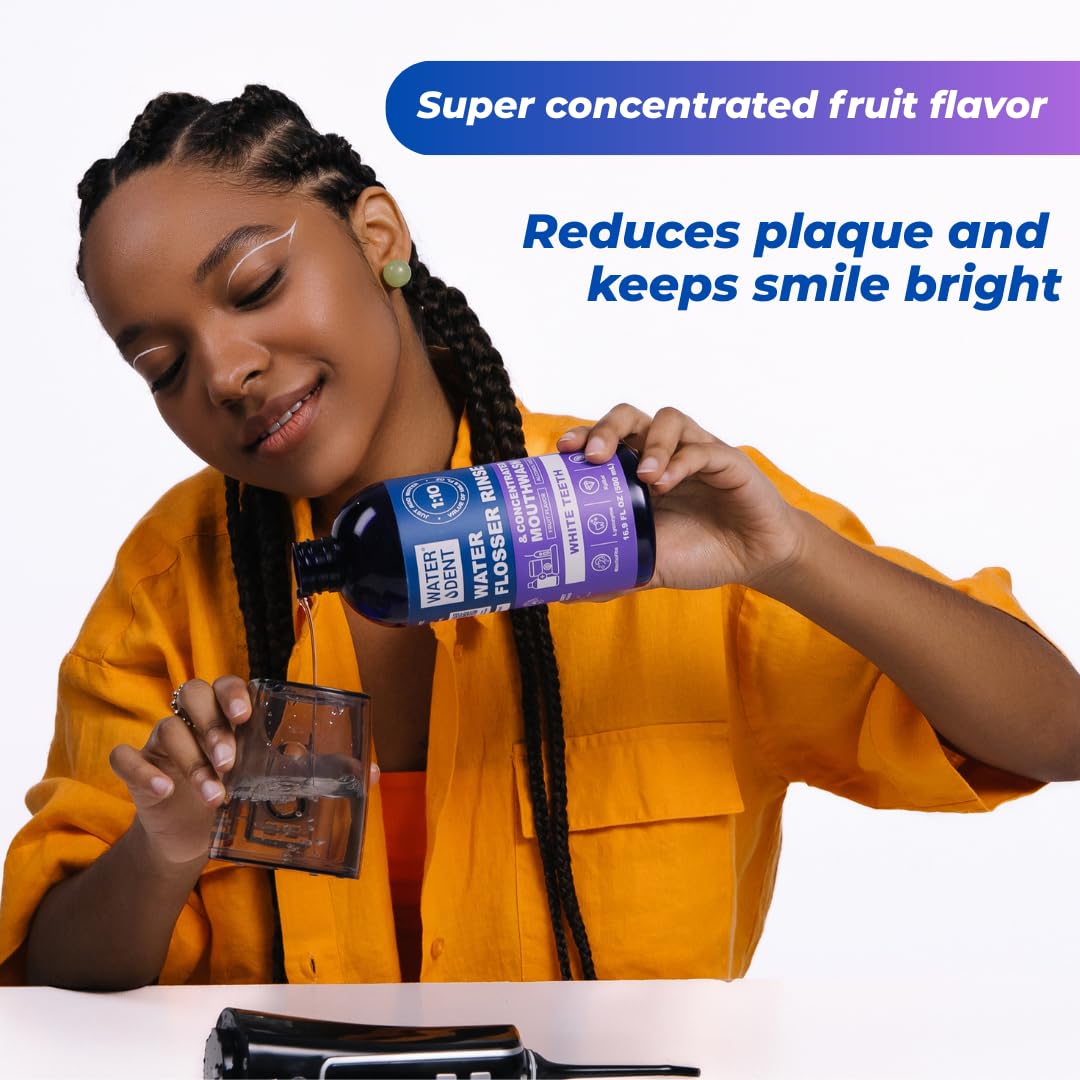 Concentrated Water Flosser Rinse & Mouthwash – Teeth Whitening, Fruit Flavor, 16.9 oz, 1 Pack, Made in USA