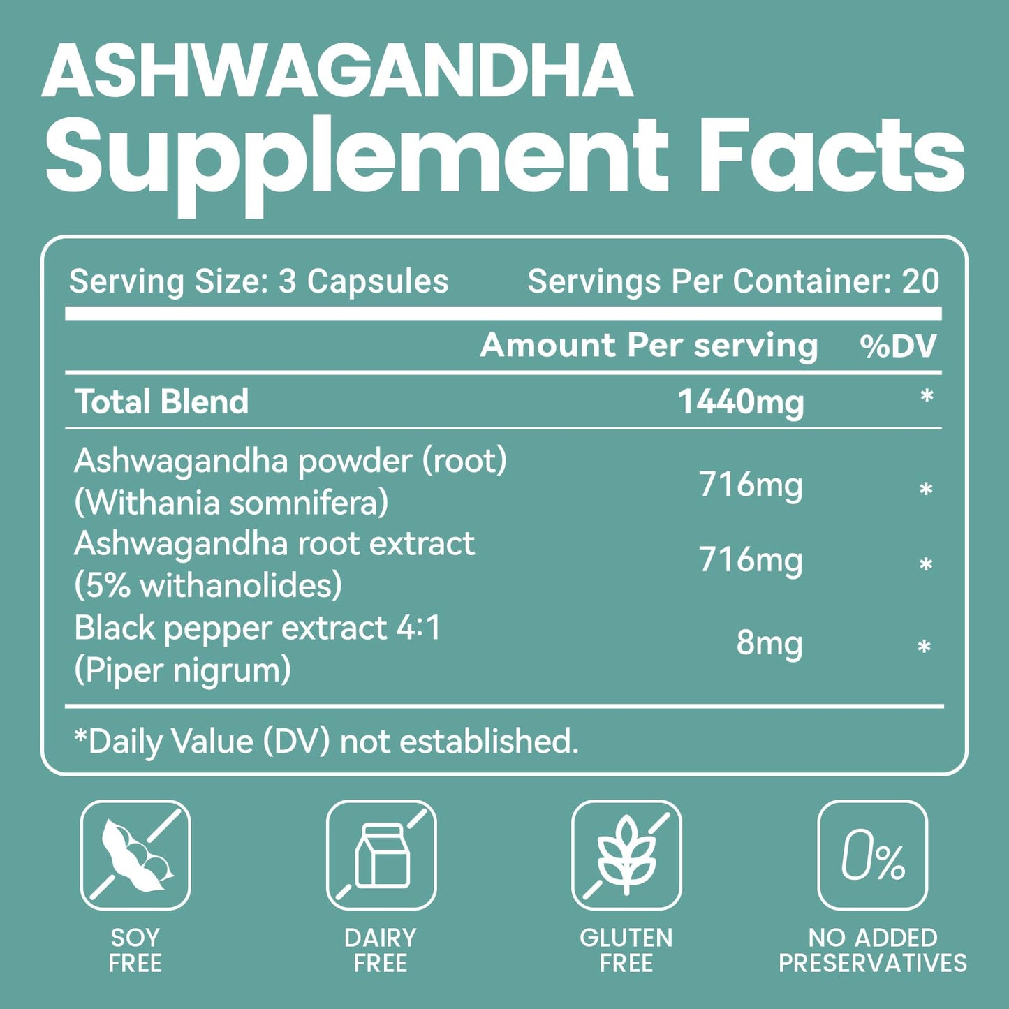 VivoNu Ashwagandha Vegan Capsules – KSM-66, Black Pepper, 60 Count