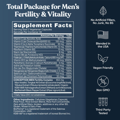 Conception For Him - Men's Fertility Supplements (60 Veg Soft Capsules) | Male Fertility Booster