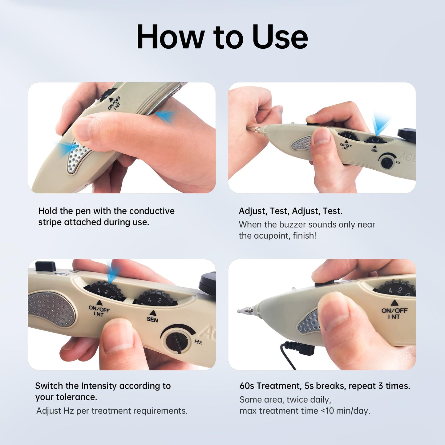 Electronic Acupuncture Meridian Pen – Pain Relief with 3 Massage Heads, Rechargeable