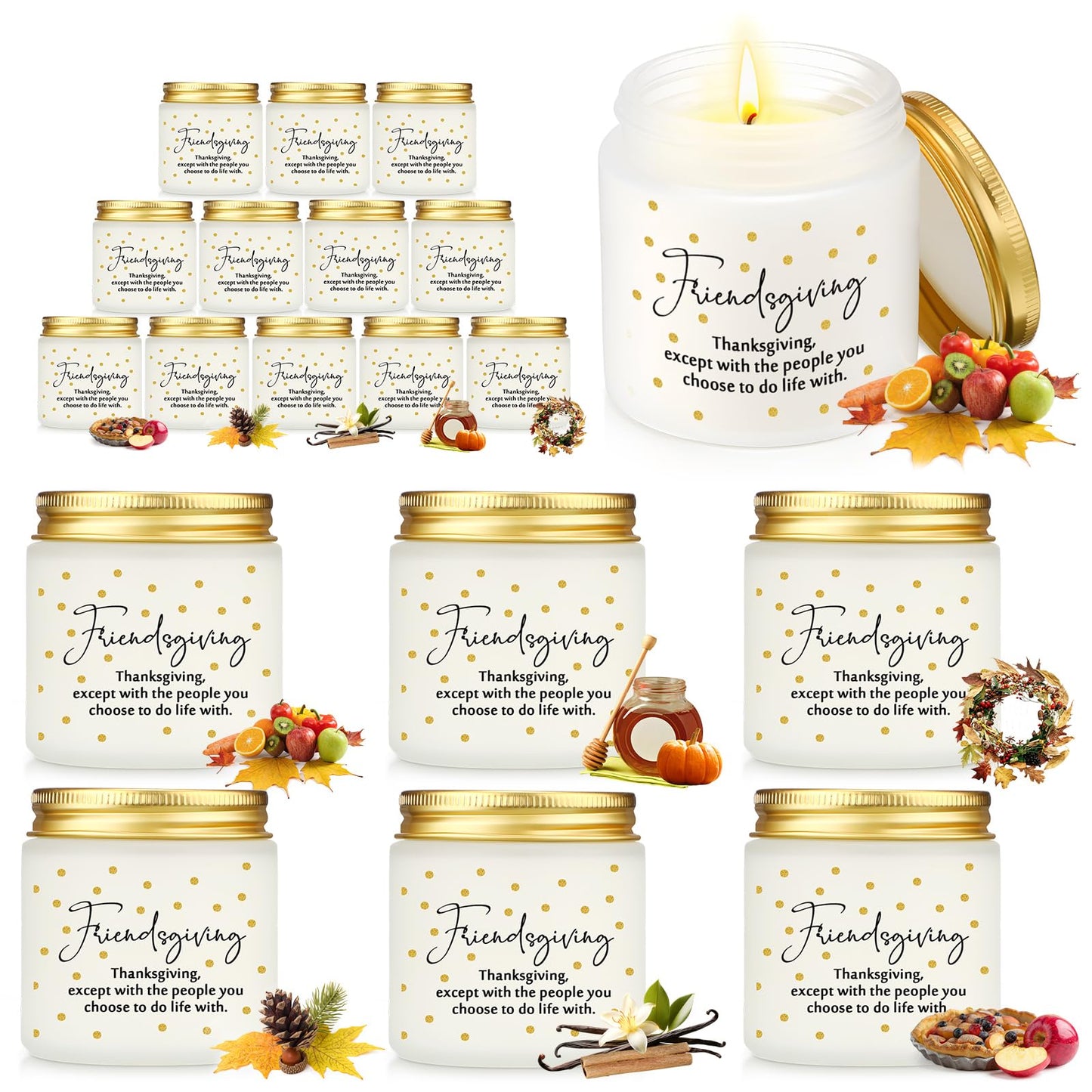 Conelist 12-Pcs Thanksgiving Scented Candles Set – 3.5 oz Soy Wax Glass Jars (Friendsgiving Gift)