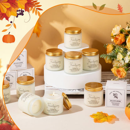 Conelist 12-Pcs Thanksgiving Scented Candles Set – 3.5 oz Soy Wax Glass Jars (Friendsgiving Gift)