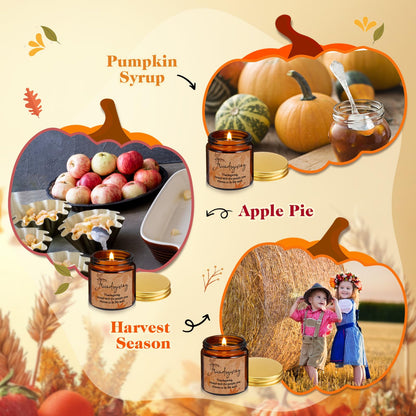 Conelist 3 Pcs Thanksgiving Candles Set – 3.5 oz Soy Wax Amber Glass Jar | Fall Scented Gift