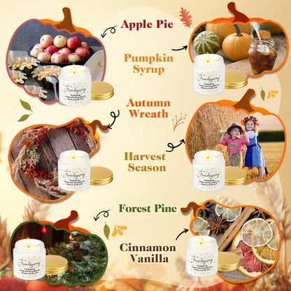 Conelist 6-Piece Thanksgiving Candles Set | 3.5oz Soy Wax Pumpkin-Scented Glass Jars